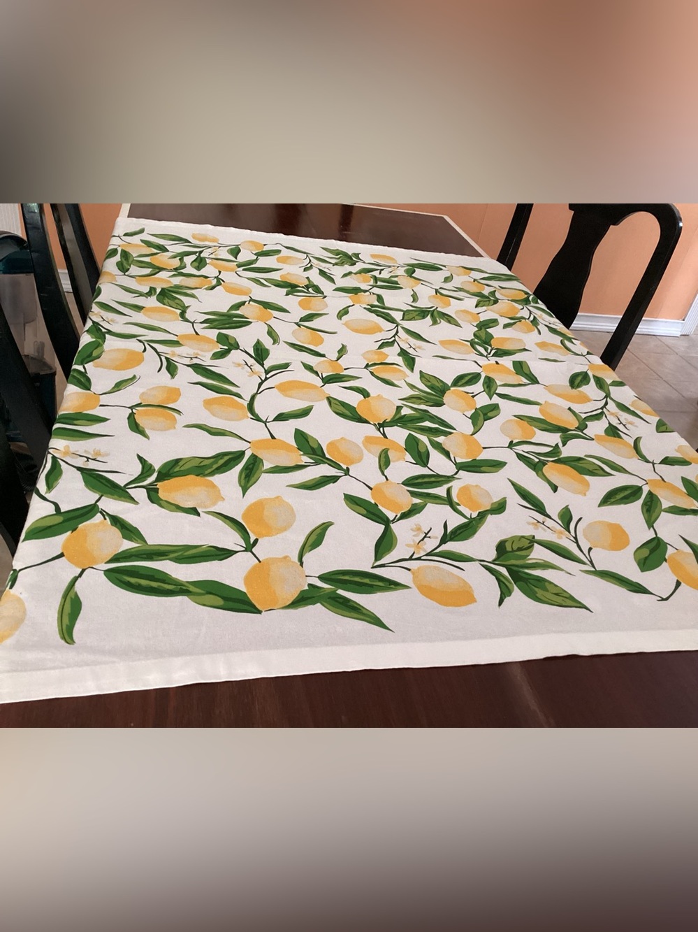 Lemon Print Table Throw- White, Yellow & Green